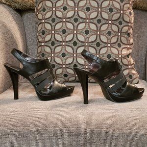Carlos Black High Heel Platform Sandals - Size 8